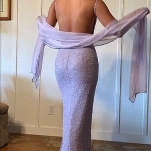 CACHE vintage lavender beaded formal gown